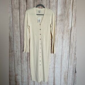 a new day Ivory Button-Up Long Sleeve Dress